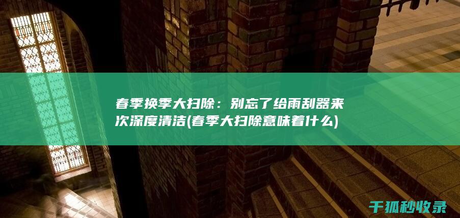 春季换季大扫除：别忘了给雨刮器来次深度清洁 (春季大扫除意味着什么)