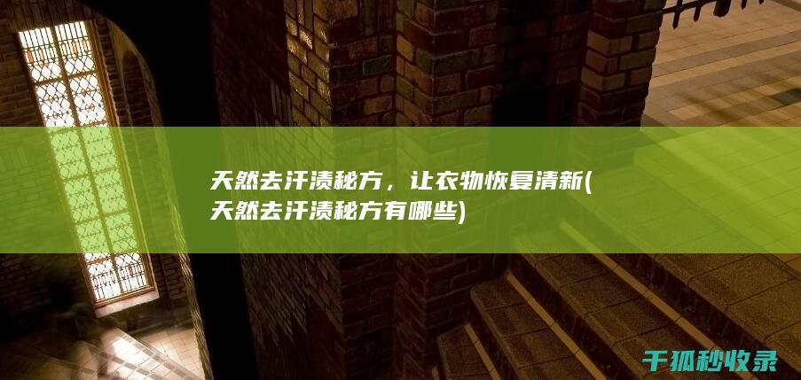 天然去汗渍秘方，让衣物恢复清新 (天然去汗渍秘方有哪些)