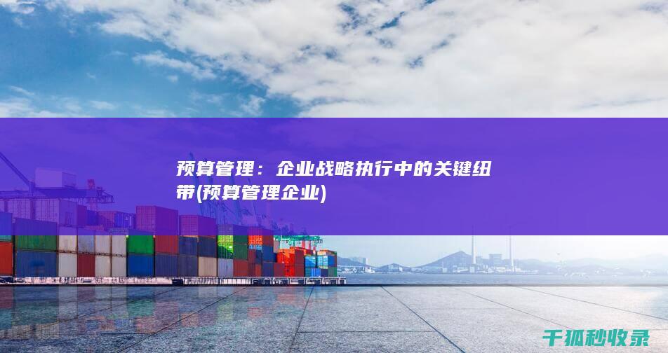 预算管理：企业战略执行中的关键纽带 (预算管理企业)