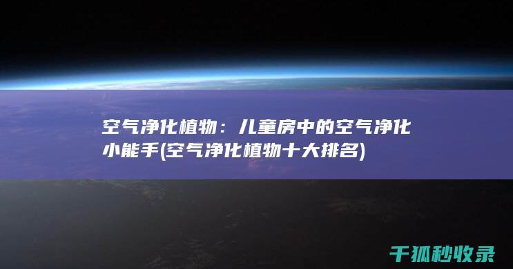 空气净化植物：儿童房中的空气净化小能手 (空气净化植物十大排名)