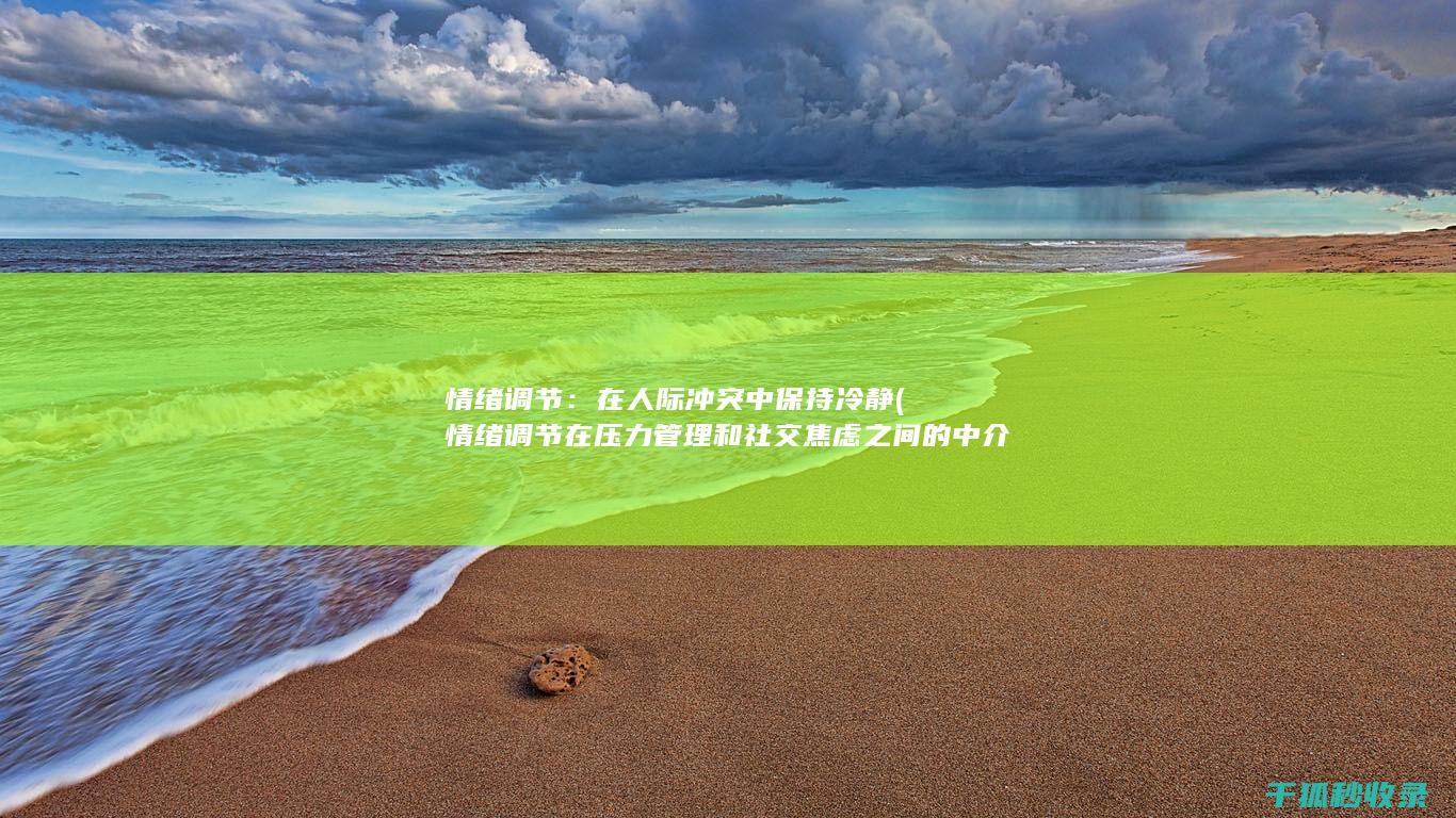 情绪调节：在人际冲突中保持冷静 (情绪调节在压力管理和社交焦虑之间的中介作用本文)