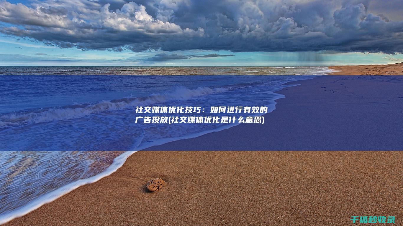 社交媒体优化技巧：如何进行有效的广告投放 (社交媒体优化是什么意思)